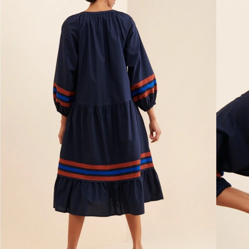 Sundry Navy Dress with Stripes, 100% Cotton - Picture 2 of 7